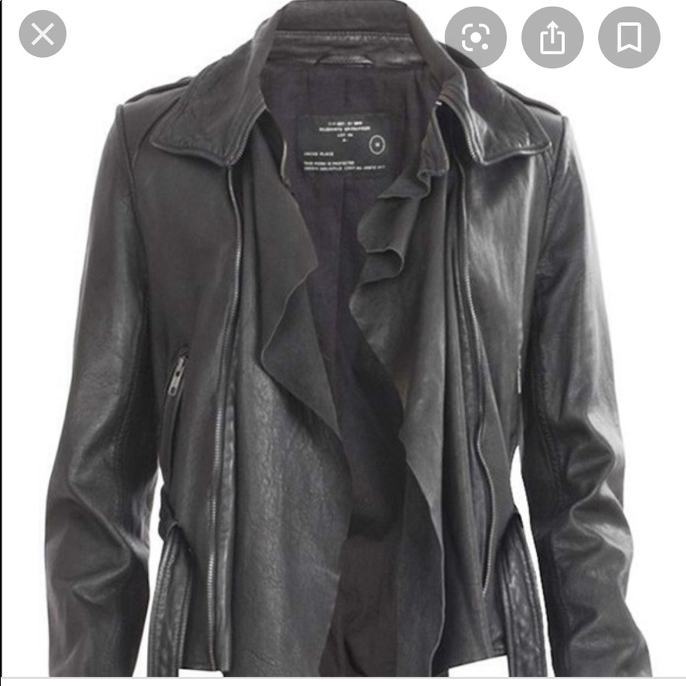 All Saints Manu Black Leather Belted Jacket